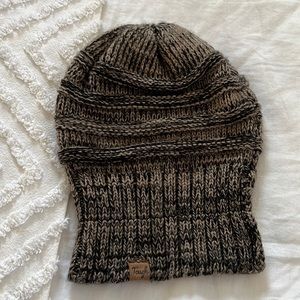 Womens tan and black heathered slouch beanie by tough